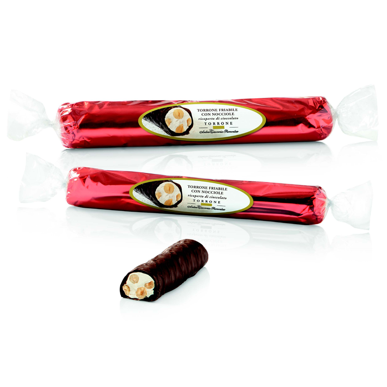 Antica Torroneria Piemontese Torrone Friabile con Nocciole Ricoperto Di Cioccolato - Gr. 250  - Casa del Biscotto