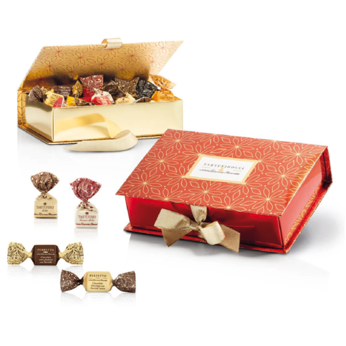 Antica Torroneria Piemontese Scrigno Rosso con Prodotti Assortiti - Gr. 500  - Dolcar S.A.S.