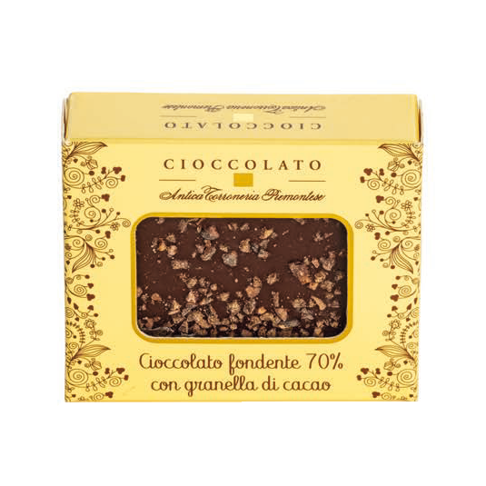Tavoletta di Cioccolato Fondente con Granella di Cacao - Gr. 40