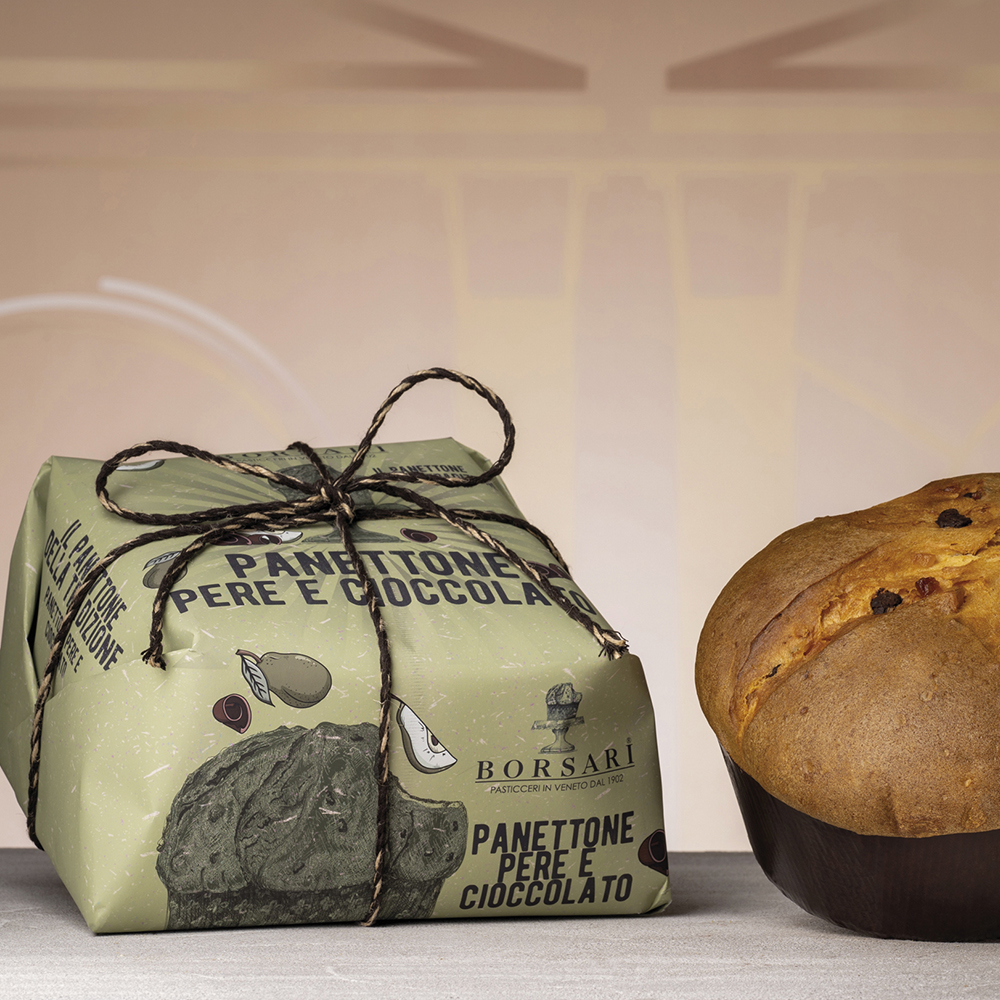 I Rustici - Panettone Pere e Cioccolato Incartato - Kg. 1 - Pz. 6