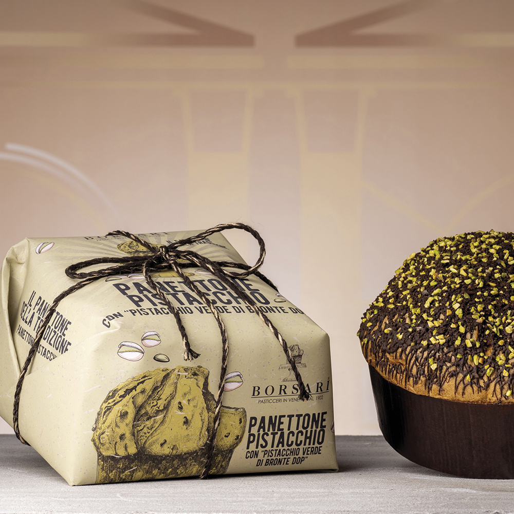 I Rustici - Panettone Crema Pistacchio di Bronte Dop Incartato - Kg. 1 - Pz. 6