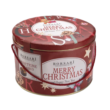 Borsari Panettone Classico - Latta "Merry Christmas" - Kg. 1  - Dolcar S.A.S.
