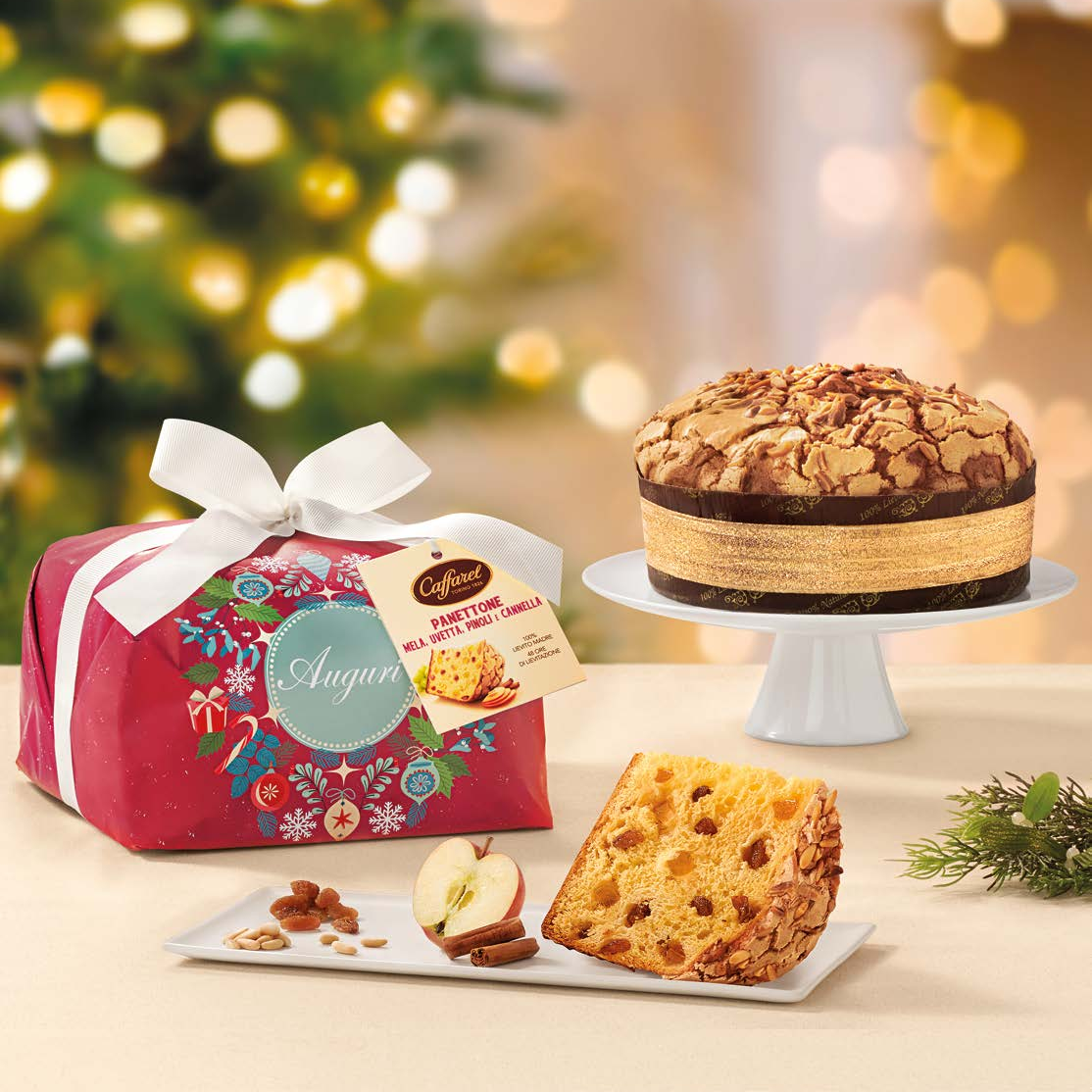 Panettone Mele, Uvetta, Pinoli e Cannella - Incartato - Kg. 1