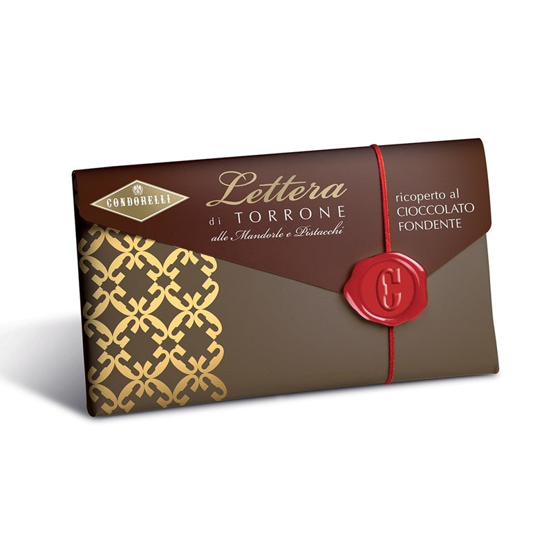 Lettera di Torrone Morbido Ricoperta - Cioccolato Fondente - Gr. 100