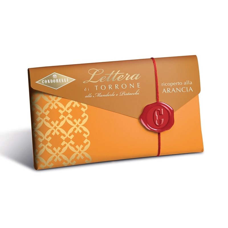 Lettera di Torrone Morbido Ricoperta - Arancia - Gr. 100