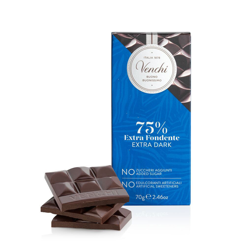 Venchi Tavoletta Extra Fondente 75% Senza Zuccheri Aggiunti - Gr. 70  - Dolcar S.A.S.