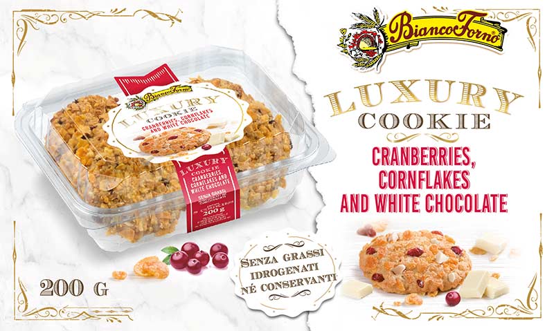 Luxury Cookies Cornflakes, Cranberries e Cioccolato Bianco g. 200