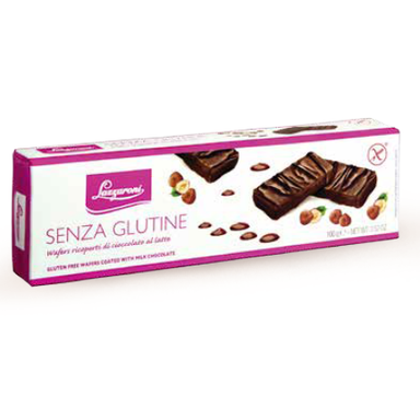 Biscotti Senza Glutine - Wafers Ricoperti di Cioccolato - Gr. 100 - Lazzaroni